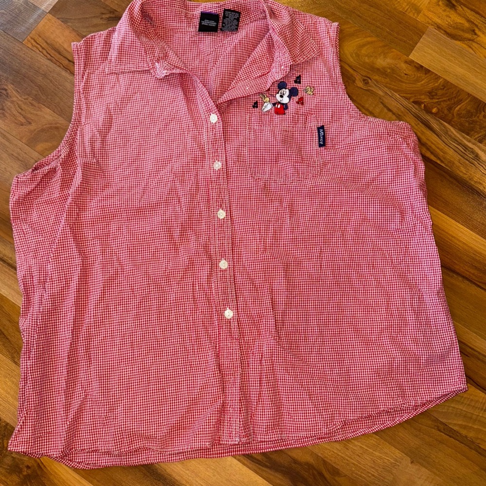 Disney Mickey Unlimited Red Gingham Sleeveless vacation picnic Women 22W 24W‎